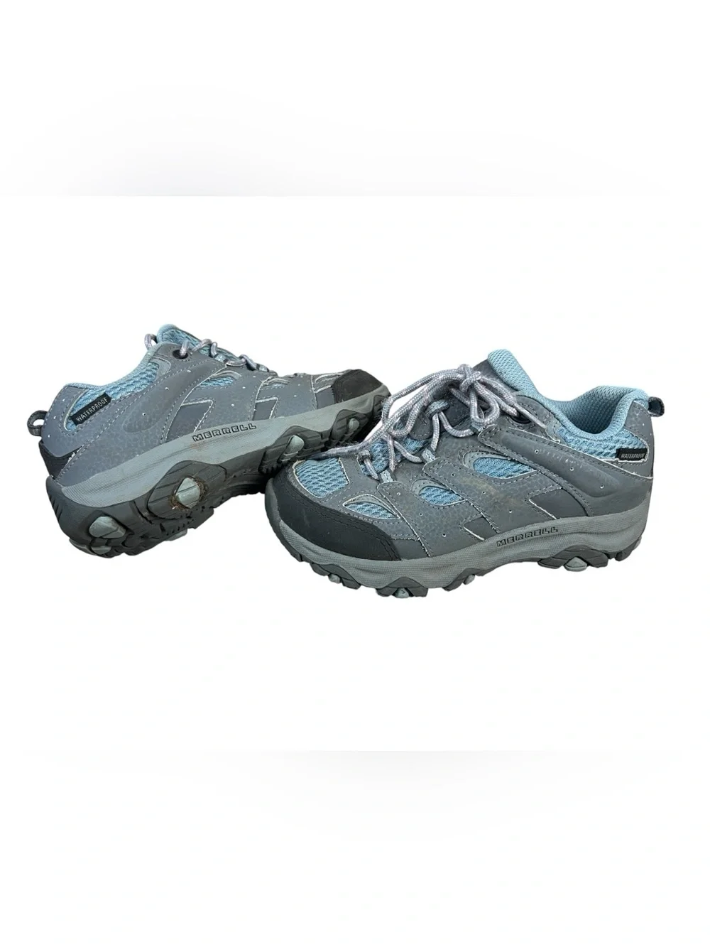 Merrell Kid’s Gray and Light Blue Low Profile Hiking Shoes